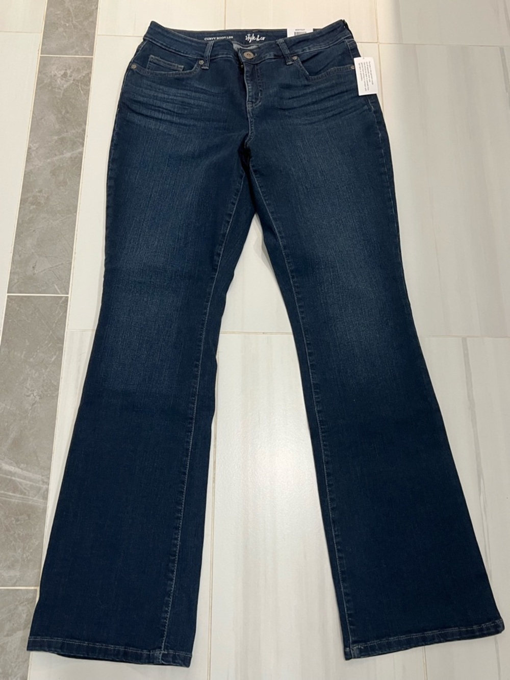Style & Co Curvy Bootcut Jeans Womens Size 10 Mid Rise Stretch Dark Wash
